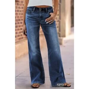 Flamingals XS NWT Dual Button mid waist straight leg jeans denim $59.99 retail